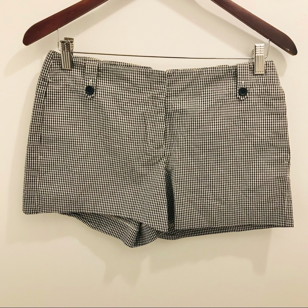 Theory Valin Gingham Plaid Shorts black white  2